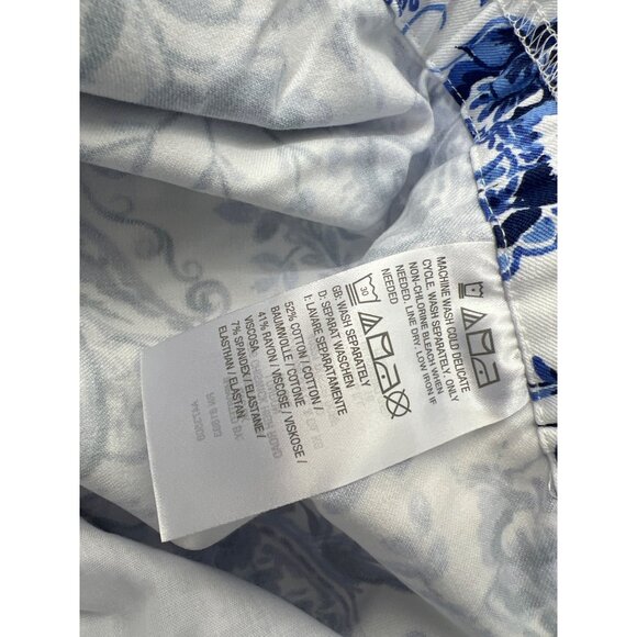 Isaac Mizrahi Live Regular 24/7 Ankle Length Printed Pants 28W Blue Floral NEW - Picture 5 of 6